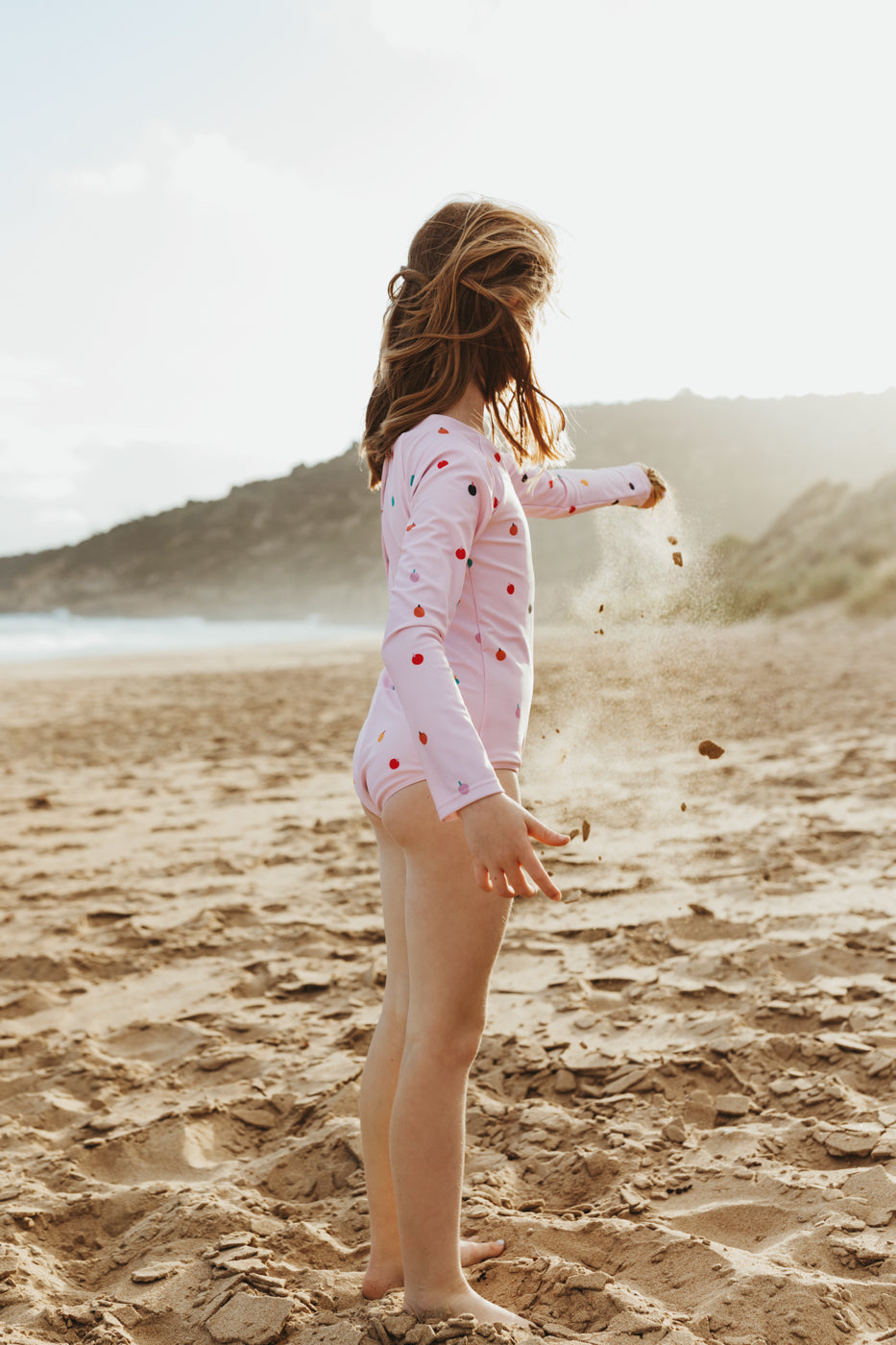 Peggy Violet Long Sleeve Swimsuit - Cherry Print – Kids Tribe