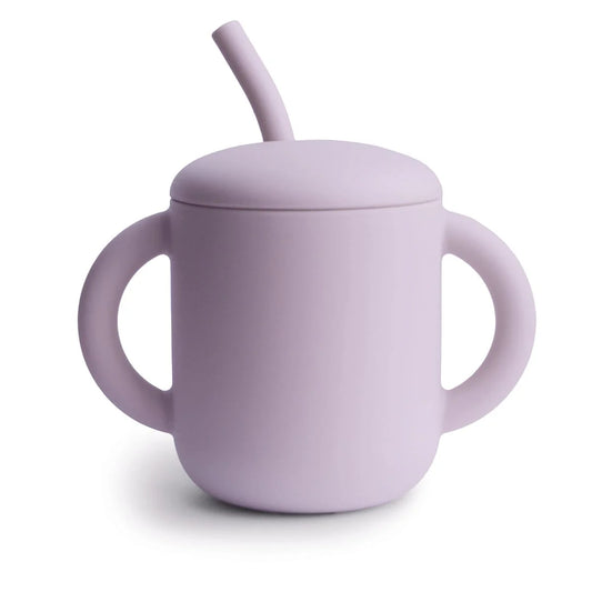 Silicone Training Cup and Straw - Soft Lilac