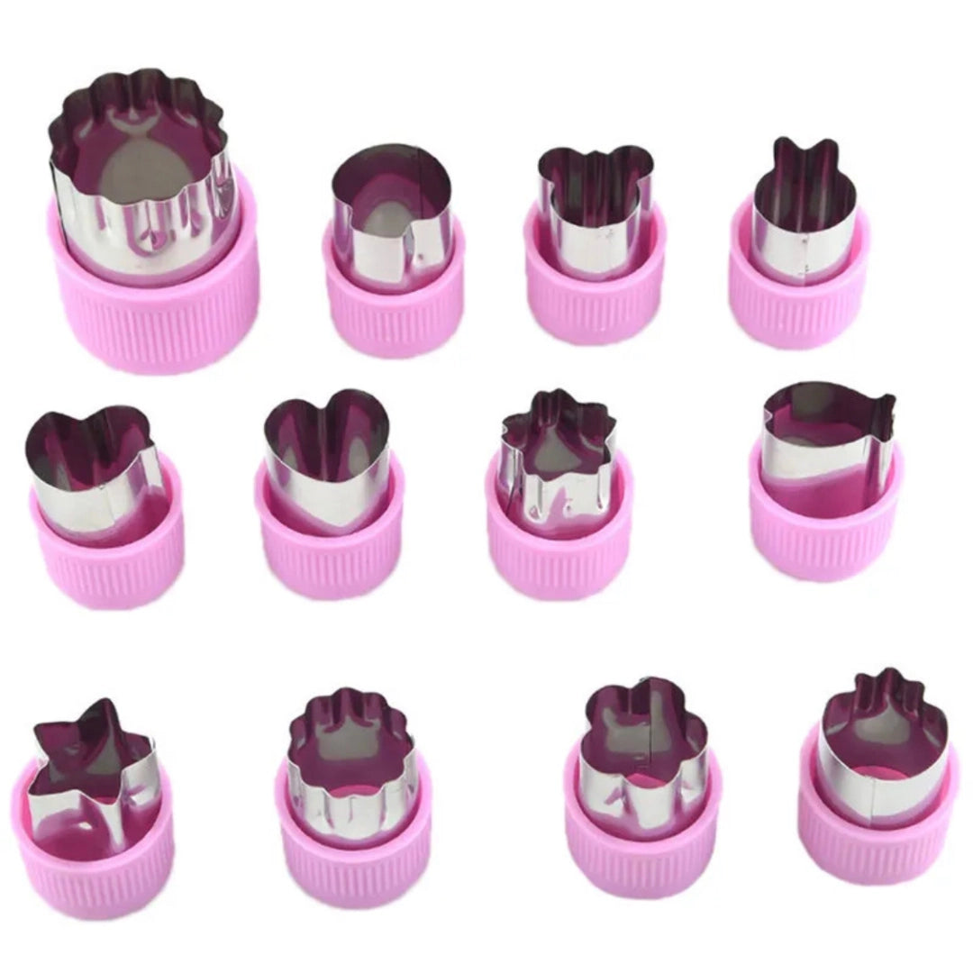 Fruit and Veggie Cutters - 12 piece set - Pink