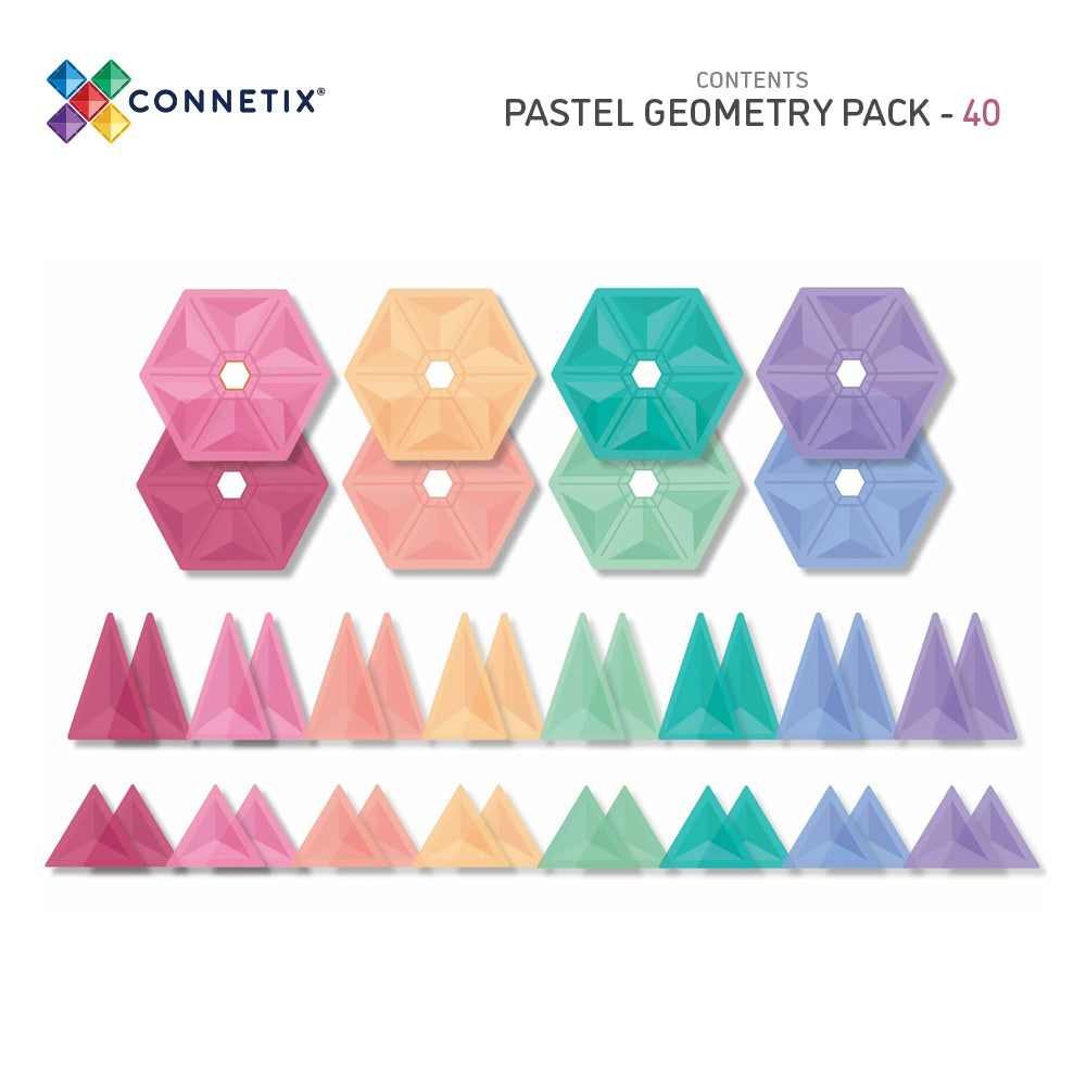 Magnetic Tiles - 40 pc Pastel Geometry Pack