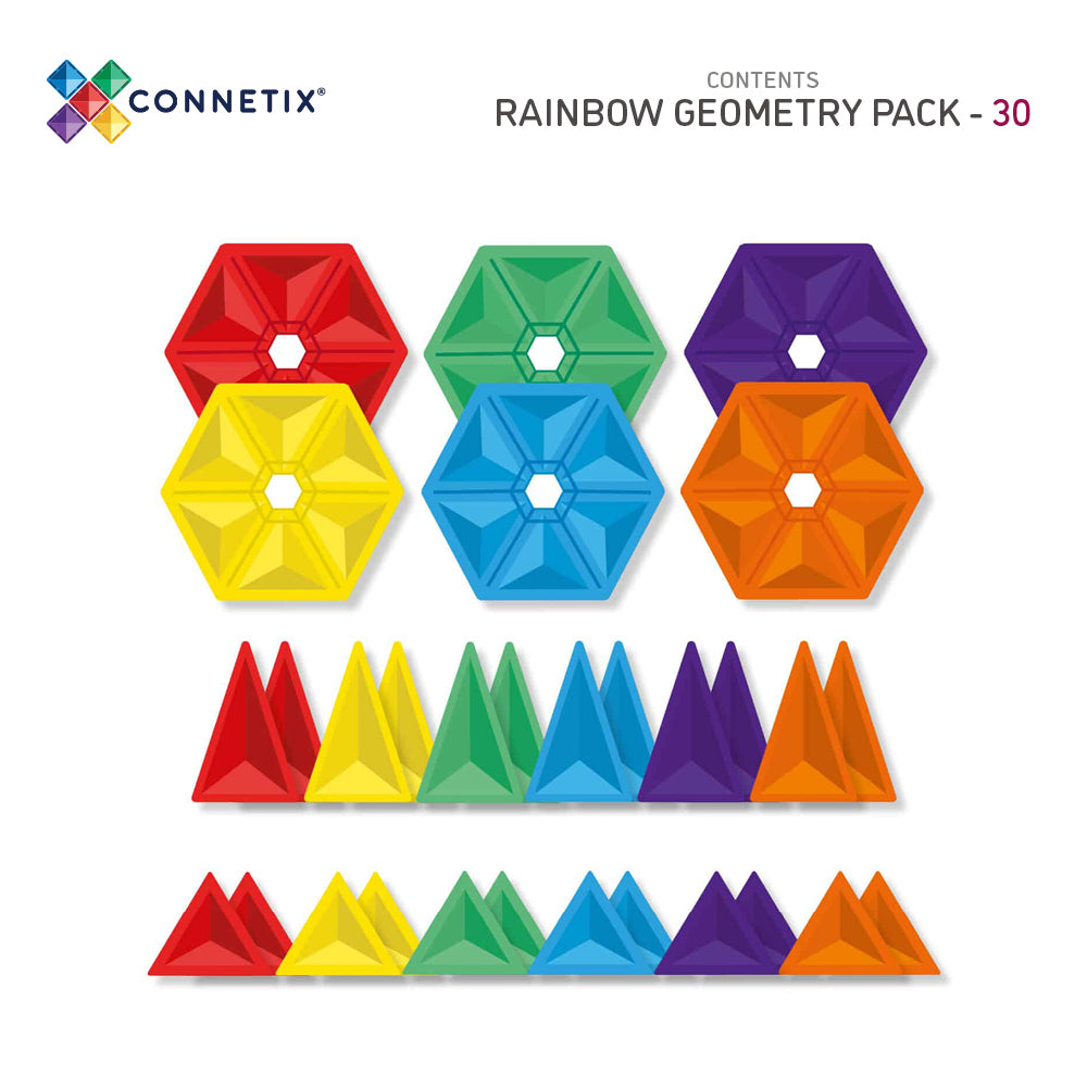 Magnetic Tiles - 30 pc Rainbow Geometry Pack