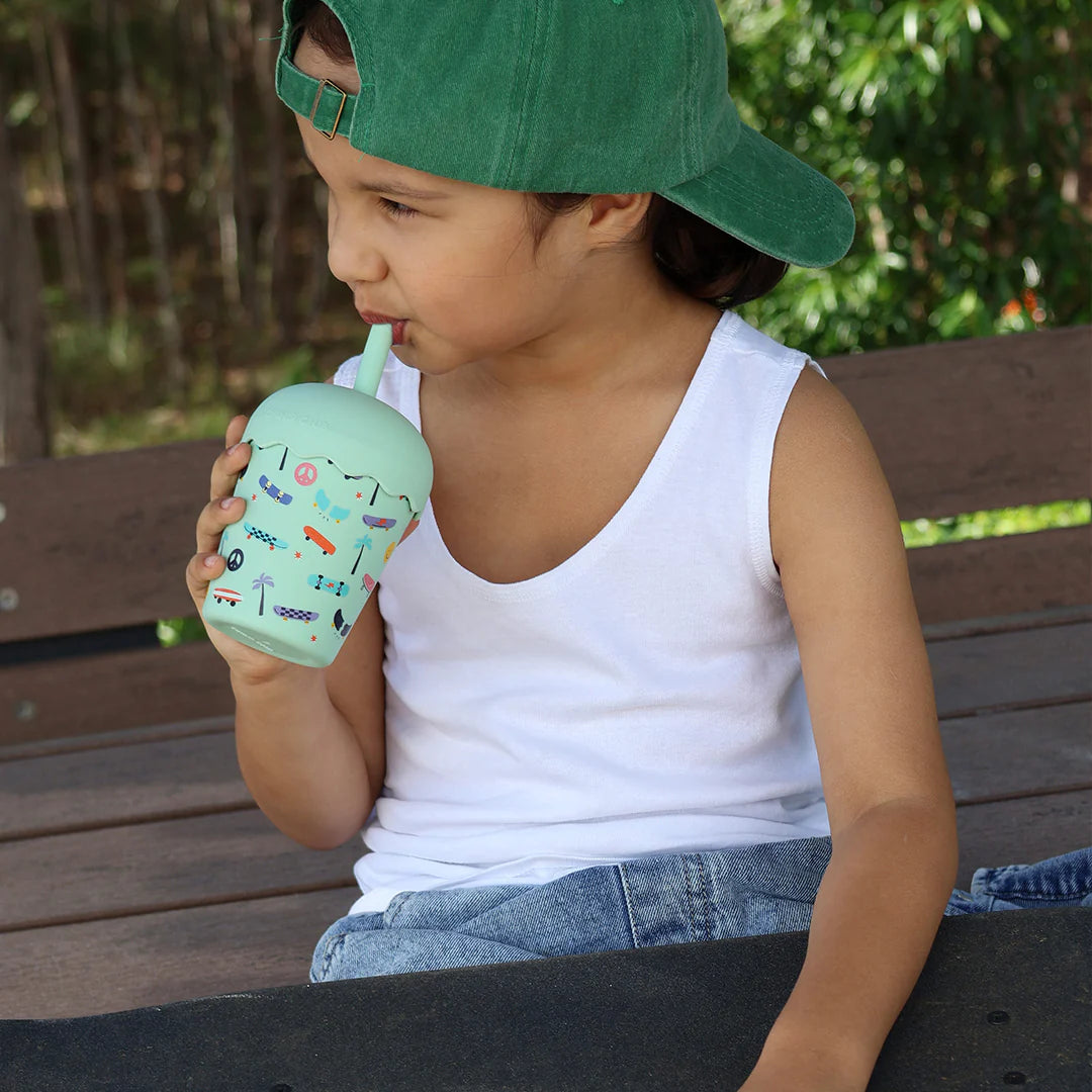 Smoothie Cup and Straw 200mls - Skate Aqua