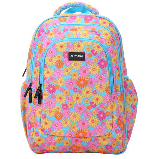 Large School Backpack - Ditsy Daisy Flowers