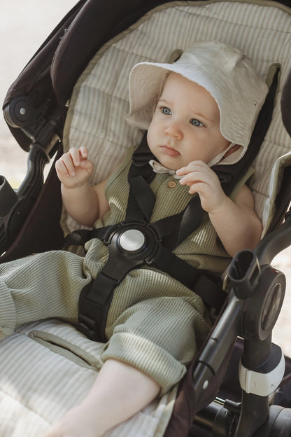 Linen Pram Liner - Soft Sage and Pinstripe