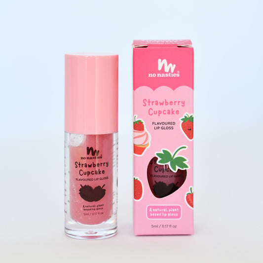 Scented Natural Lip Gloss -Strawberry Cupcake - Shimmery Pastel Pink