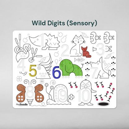 Wipeable Sensory Mat - Wild Digits