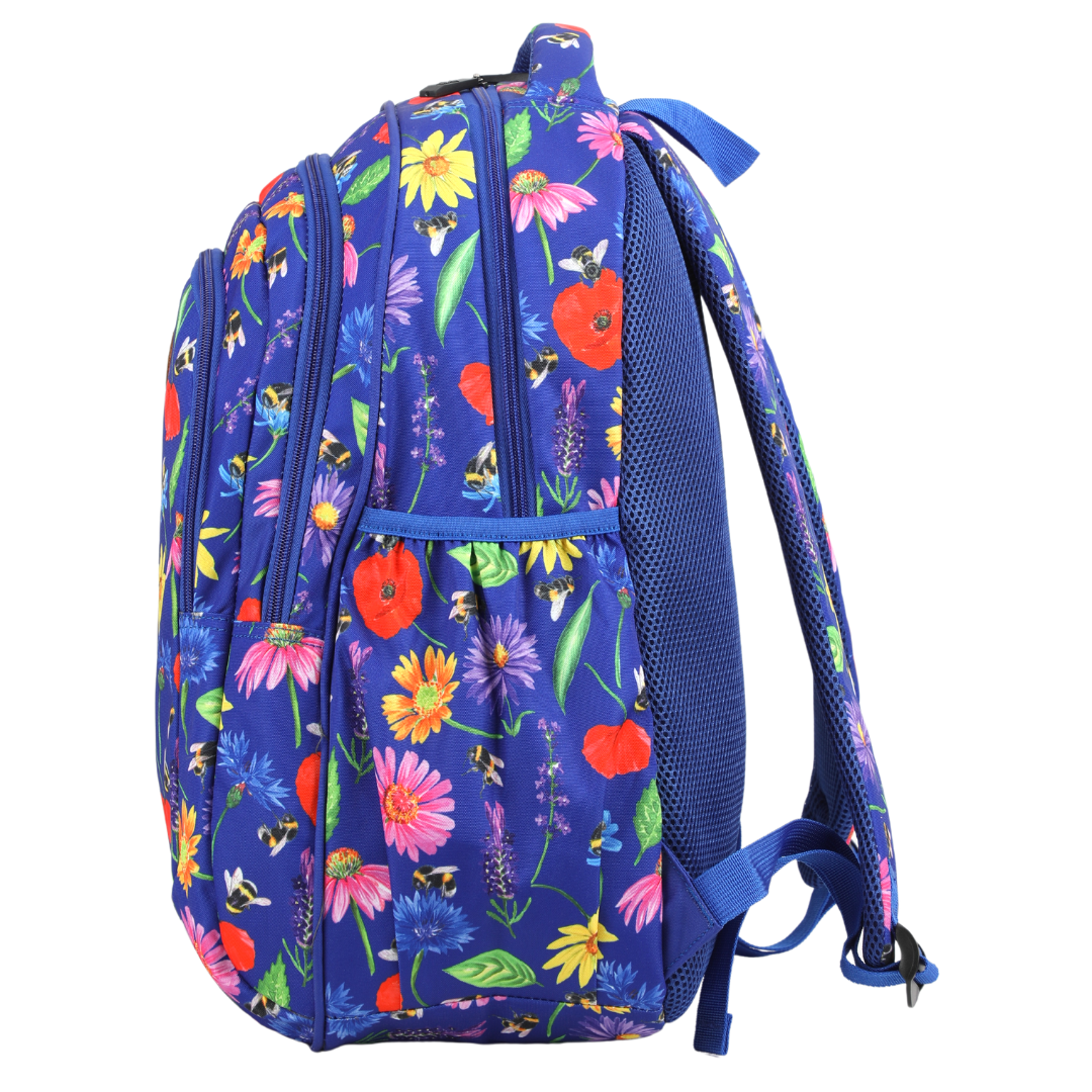 Large School Backpack - Bees & Wildflowers