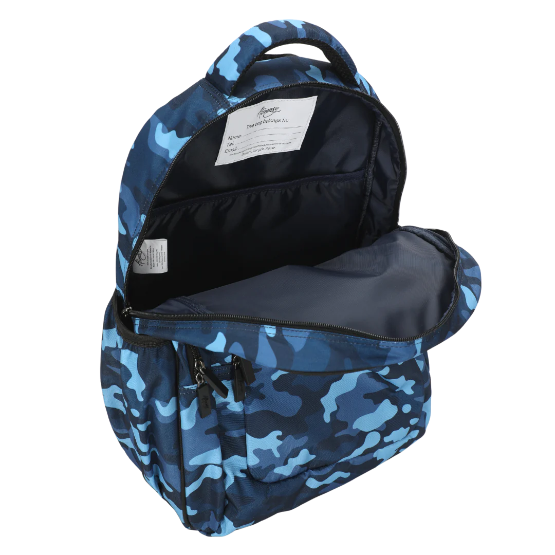 Large School Backpack - Blue Camouflage