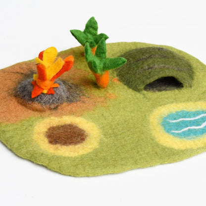 Small Dinosaur Land Felt Play Mat Playscape