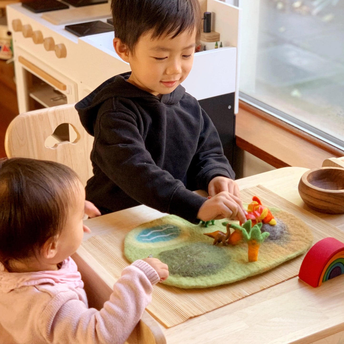 Small Dinosaur Land Felt Play Mat Playscape