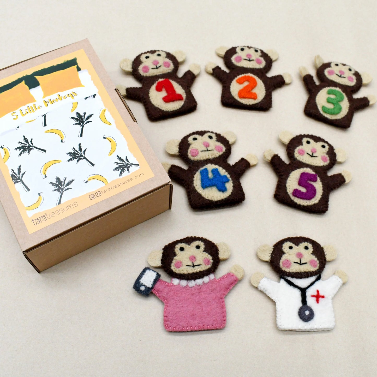 Finger Puppet Set - 5 Little Monkeys