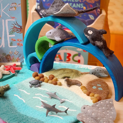 Small Sea, Beach and Rockpool Felt Play Mat Playscape