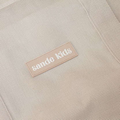 Sande Kids mesh beach bag neutral sand logo silicone 