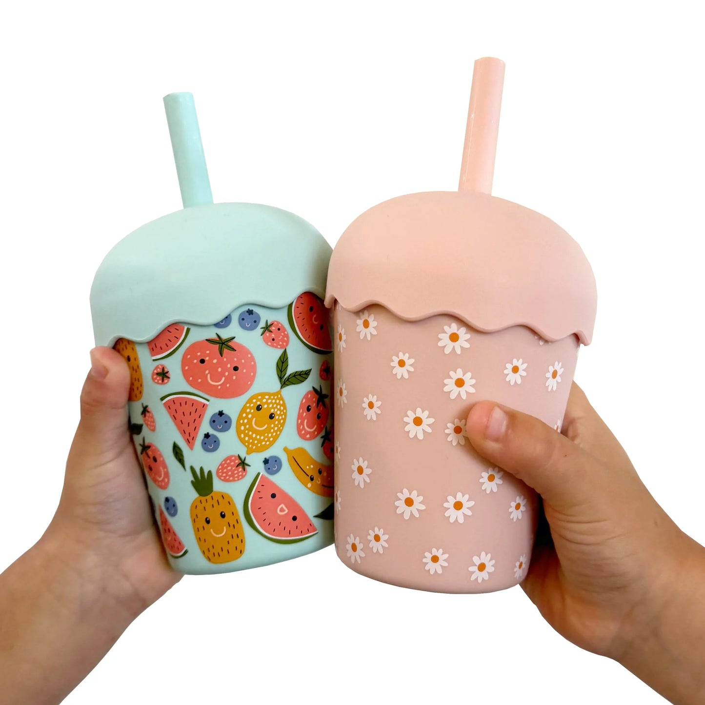 Smoothie Cup and Straw 200mls - Pink Daisy