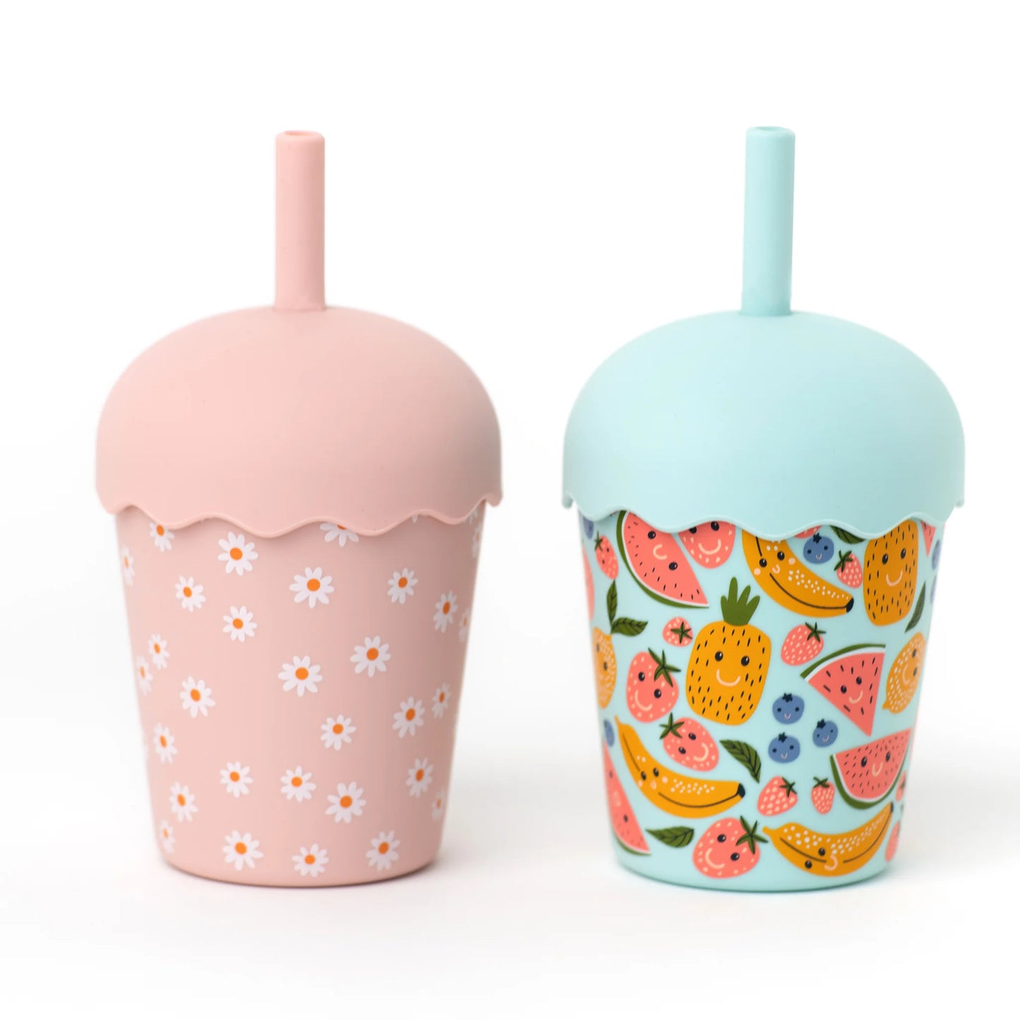 Smoothie Cup and Straw 200mls - Pink Daisy