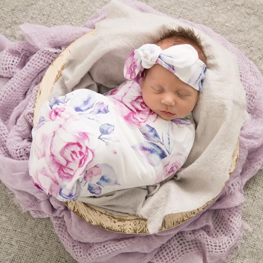 Baby Jersey Wrap Set - Lilac Skies