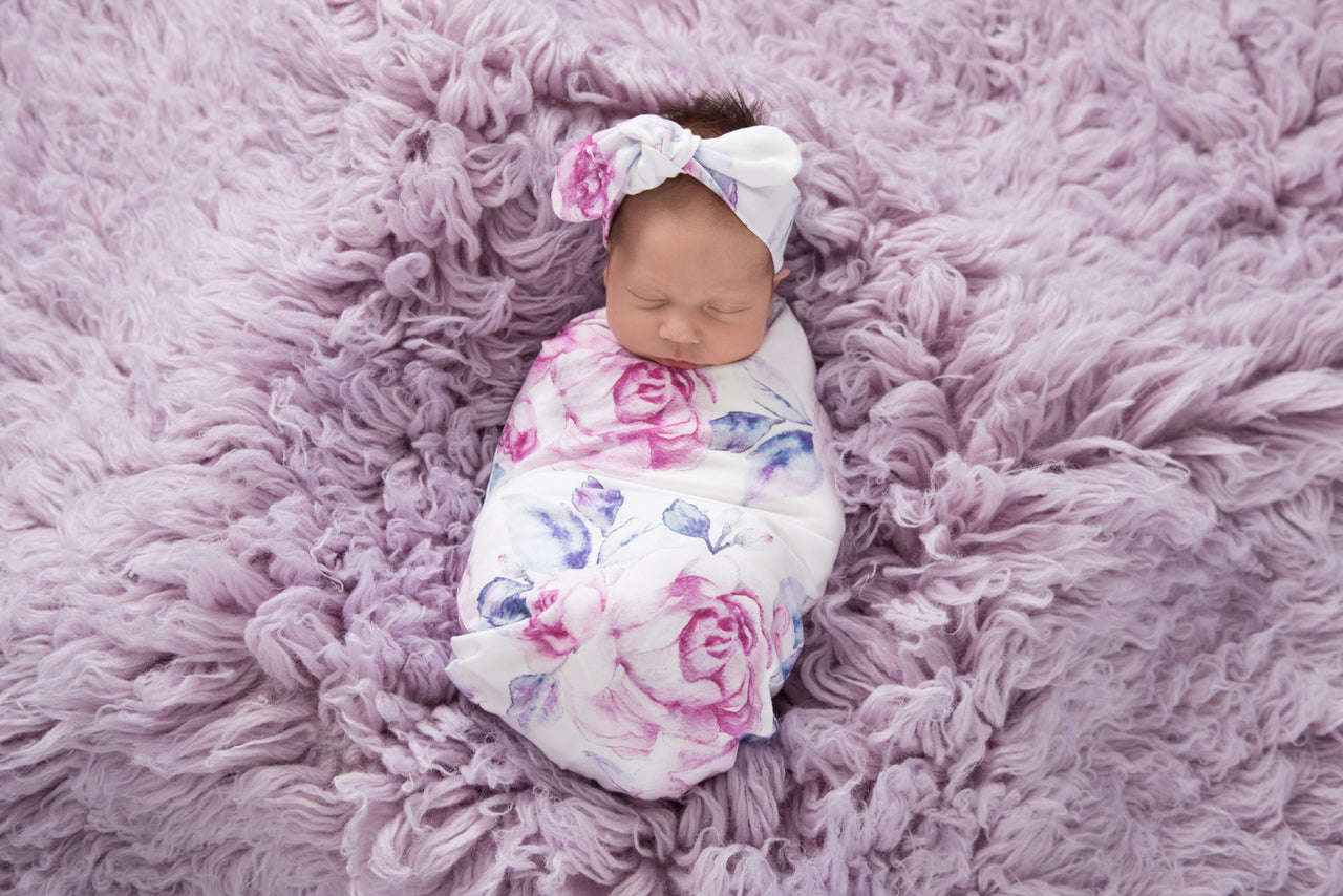 Baby Jersey Wrap Set - Lilac Skies