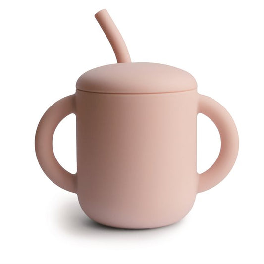 Silicone Training Cup and Straw - Blush