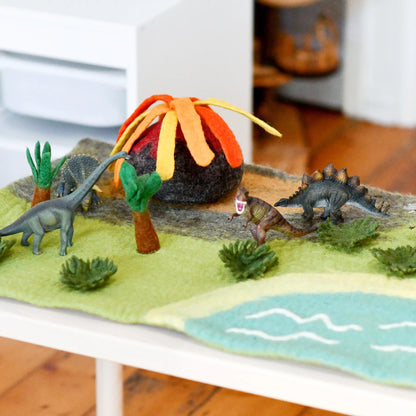 Large Dinosaur Land with Volcano Play Mat Playscape