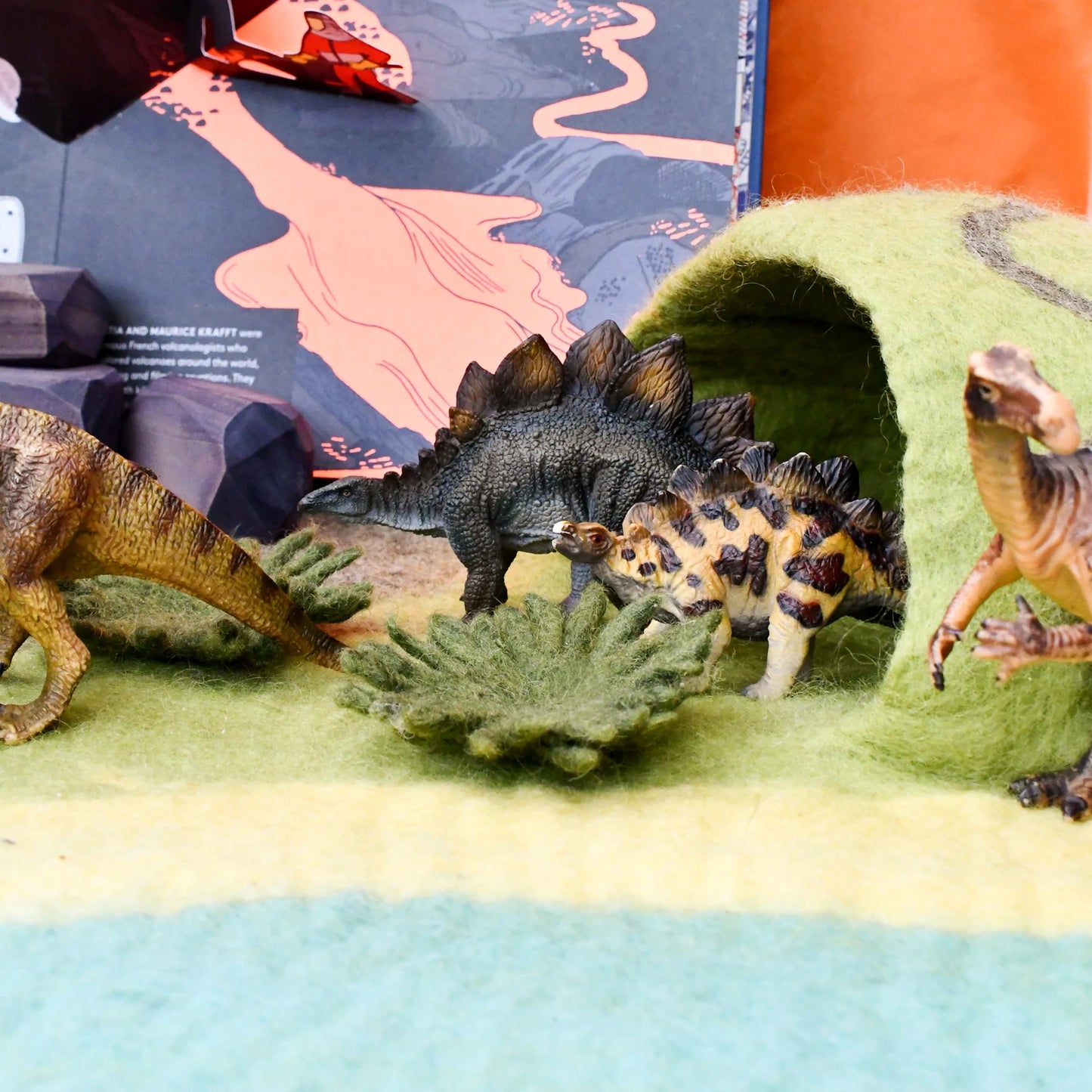 Large Dinosaur Land with Volcano Play Mat Playscape