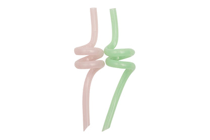 Reusable Curly Twirly Straws - 2 Pack - Mint and Pink