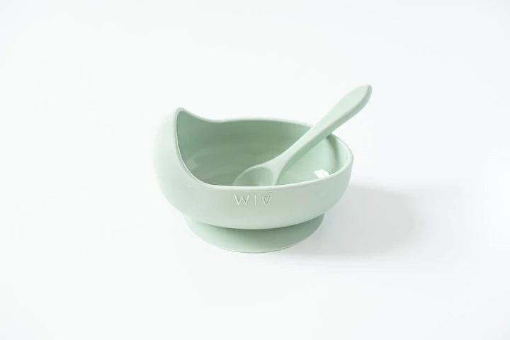 Silicone Baby Bowl and Spoon Set - Sage